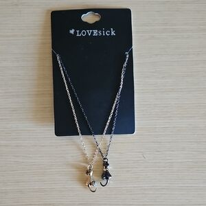 Lovesick Gold And Black Cat Bow Friendship Necklace Set